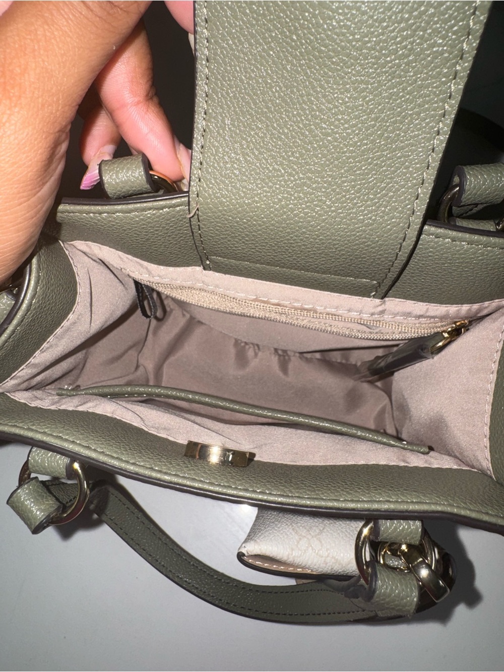 Nine West Olive Mini Tote with Attached Coin Pouch Bag Charm - Picture 7 of 8